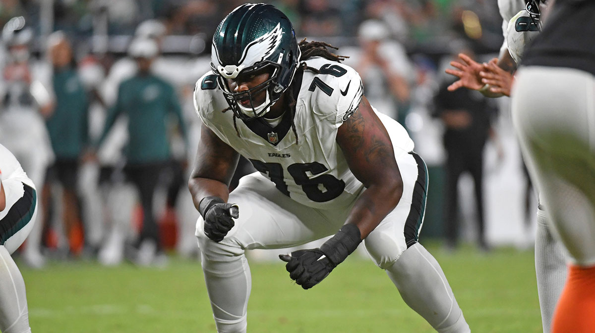 Philadelphia Eagles guard Kenyon Green (76) against the Cincinnati Bengalsat Lincoln Financial Field.
