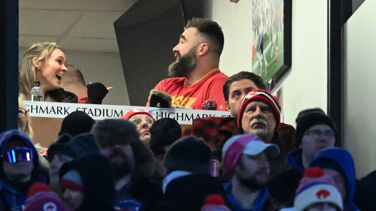Kylie and Jason Kelce, who reacted to Taylor Swift and Travis Kelce's engagement.