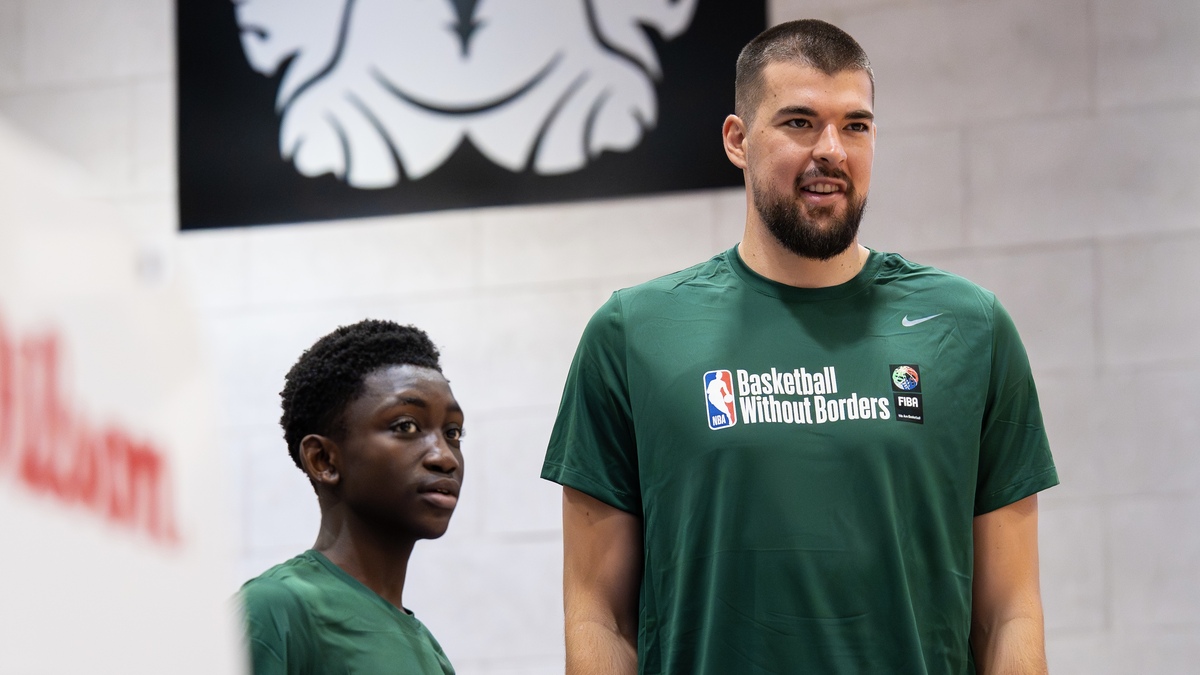 LA Clippers center Ivica Zubac coaching at Basketball Without Borders camp 2