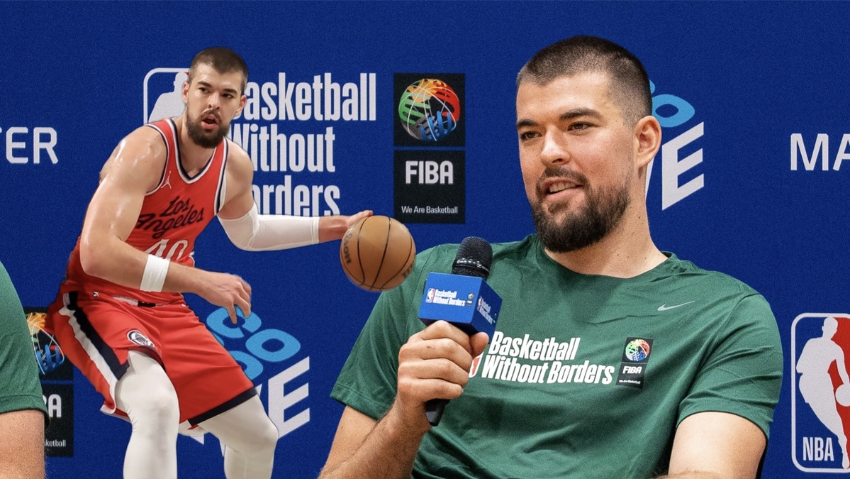 LA Clippers center Ivica Zubac speaks at Basketball Without Borders camp