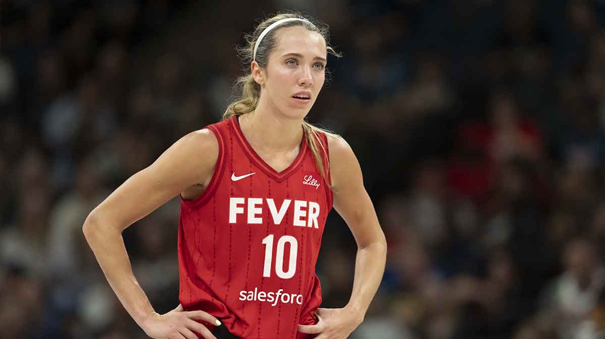 Indiana Fever guard Lexie Hull (10) looks on against the Minnesota Lynx in the second half