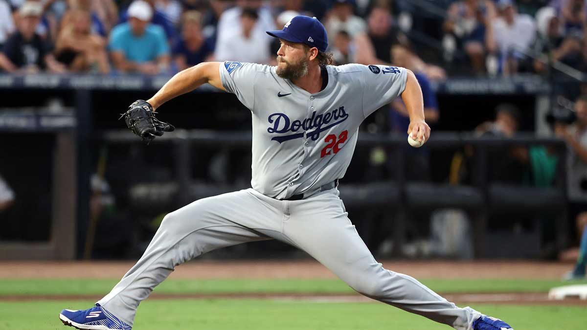 Los Angeles Dodgers starting pitcher Clayton Kershaw (22) throws a pitch against the Tampa Bay Rays during the first inning at George M. Steinbrenner Field. Roberts