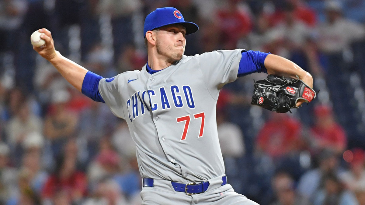 Chicago Cubs pitcher Chris Flexen (77) throws a pitch during the ninth inning against the Philadelphia Phillies at Citizens Bank Park.