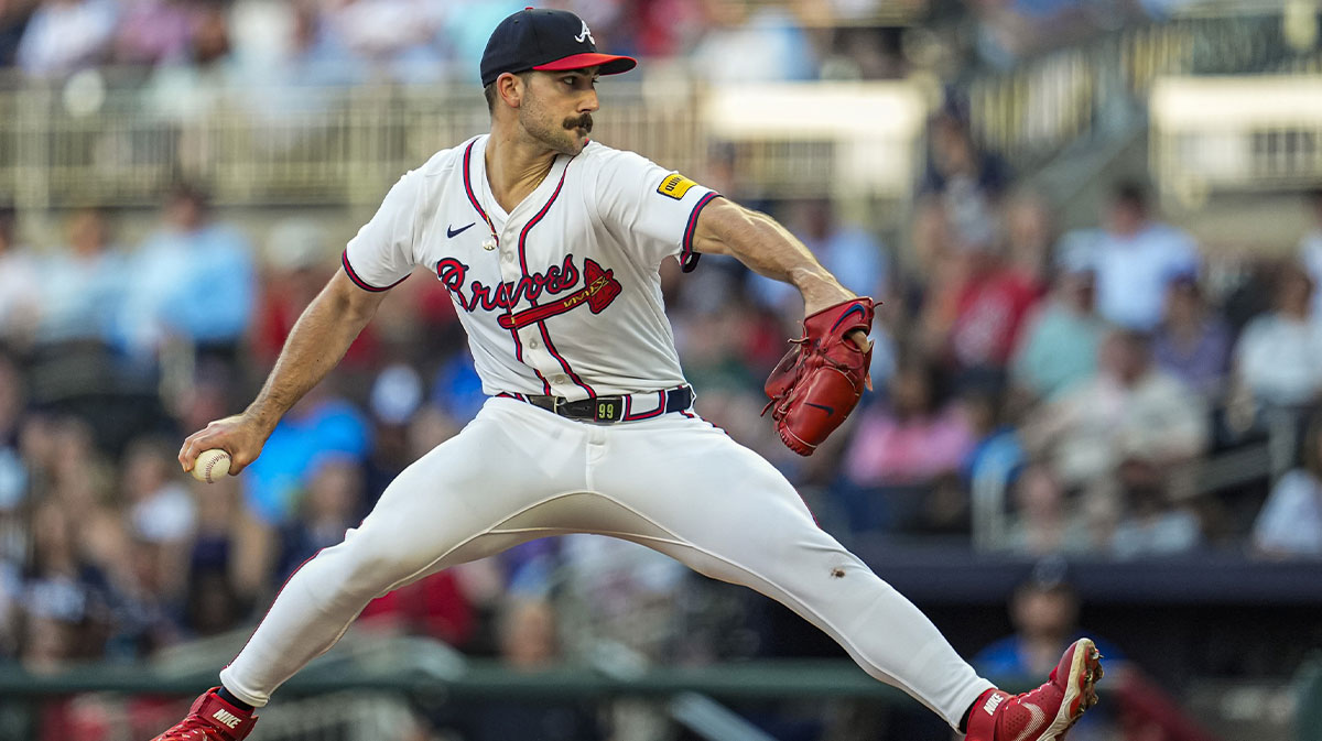 Atlanta Braves pitcher Spencer Strider (99) pitches against the Milwaukee Brewers during the second inning at Truist Park.