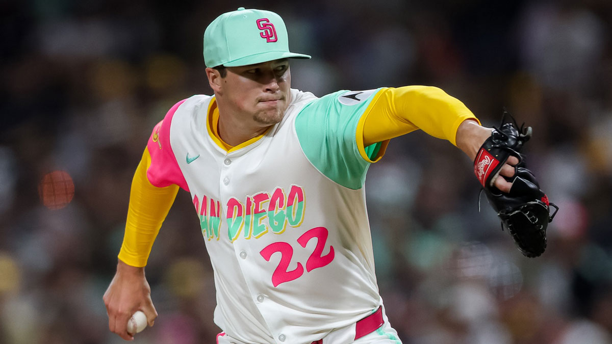 San Diego Padres pitcher Mason Miller (22) pitches during the eighth inning against the St. Louis Cardinals at Petco Park.