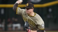 San Diego Padres pitcher Mason Miller (22) pitches against the Arizona Diamondbacks during the ninth inning at Chase Field.
