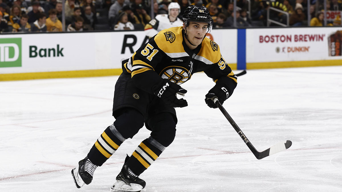 Boston Bruins center Matt Poitras (51) during the third period against the Vegas Golden Knights at TD Garden.
