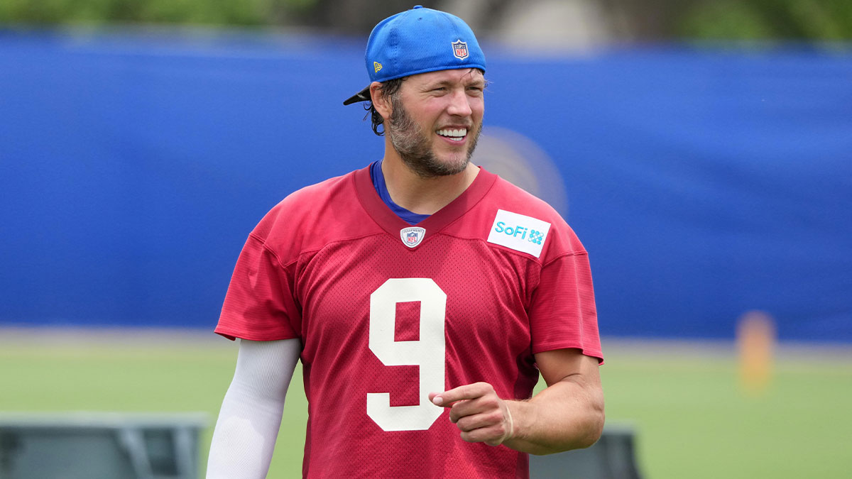 Los Angeles Rams quarterback Matthew Stafford (9) during organized team activities at Rams Practice Facility.