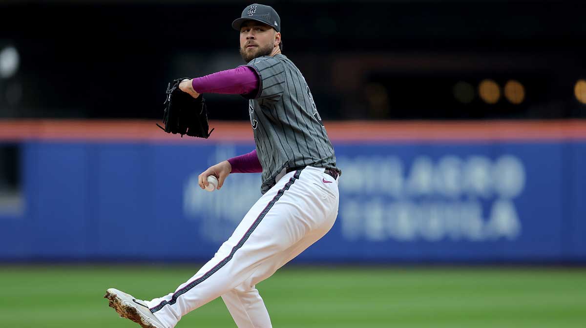 New York Mets starting pitcher Tylor Megill (38) pitches against the Tampa Bay Rays during the third inning at Citi Field.
