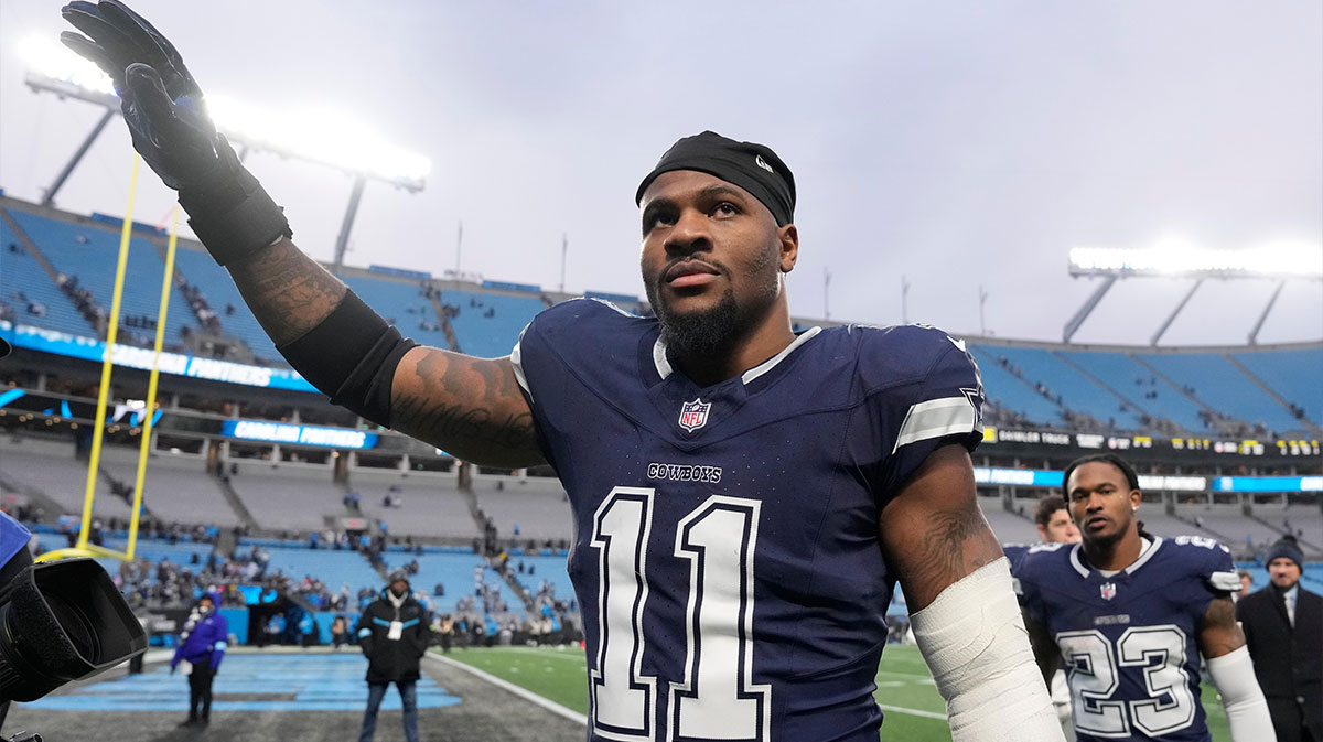 Dec 15, 2024; Charlotte, North Carolina, USA; Dallas Cowboys linebacker Micah Parsons (11) walks off the field after the game at Bank of America Stadium. 