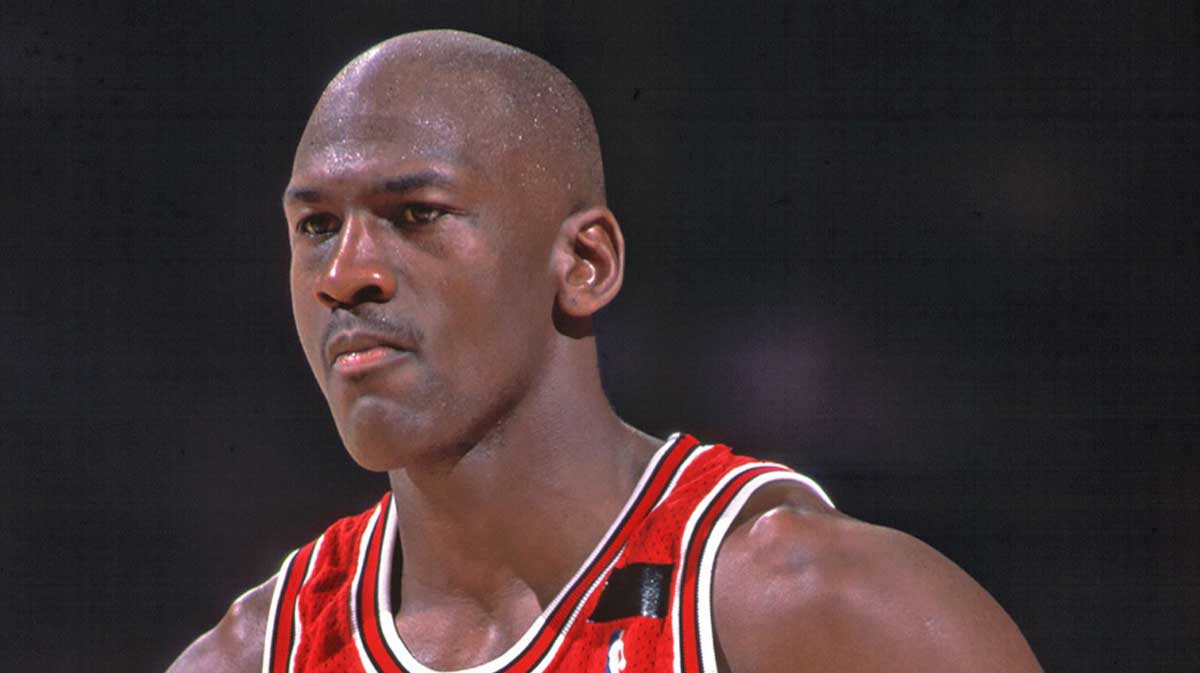 Chicago Bulls guard (23) Michael Jordan in action against the Detroit Pistons at the Palace of Auburn Hills.