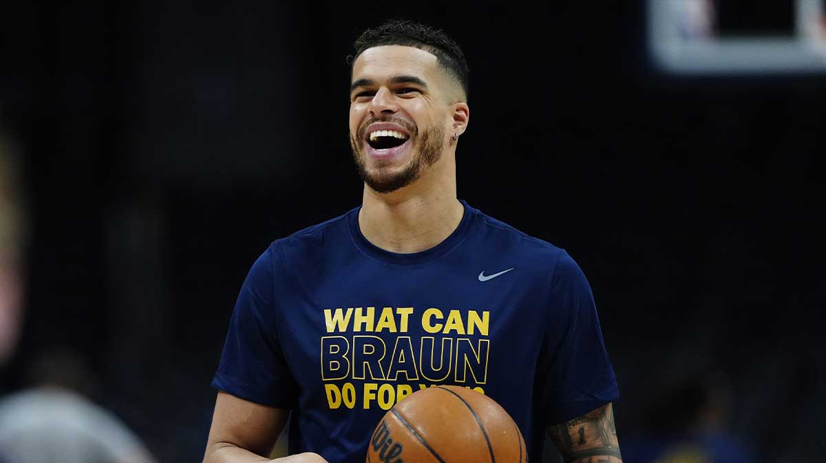 Denver Nuggets forward Michael Porter Jr. (1) reacts before the game against the Memphis Grizzlies at Ball Arena.