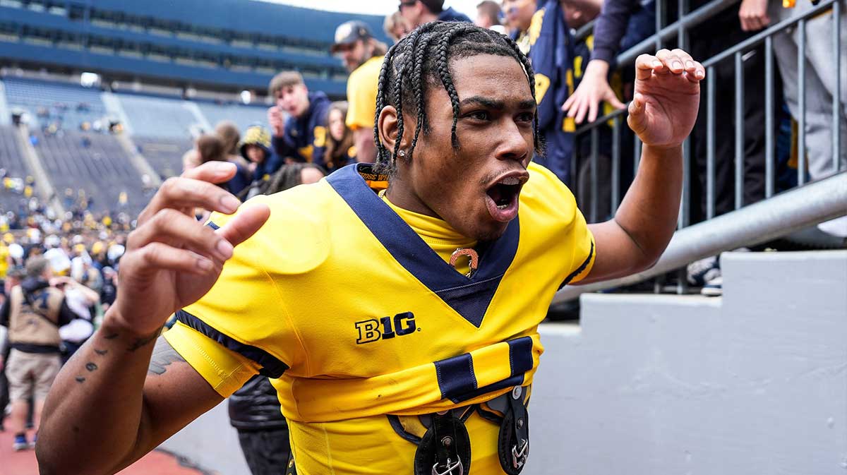 Michigan wide receiver Semaj Morgan (0) walks up the tunnel after the spring game at Michigan Stadium in Ann Arbor on Saturday, April 19, 2025.