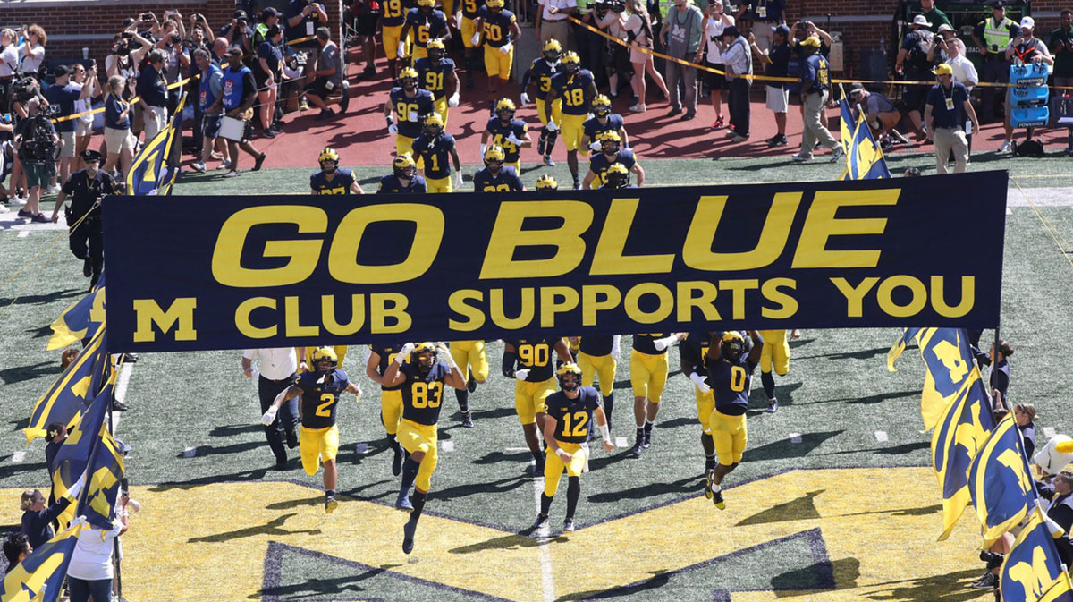 The Michigan Wolverines take the field before action against the Colorado State Rams Saturday, September 3, 2022.
