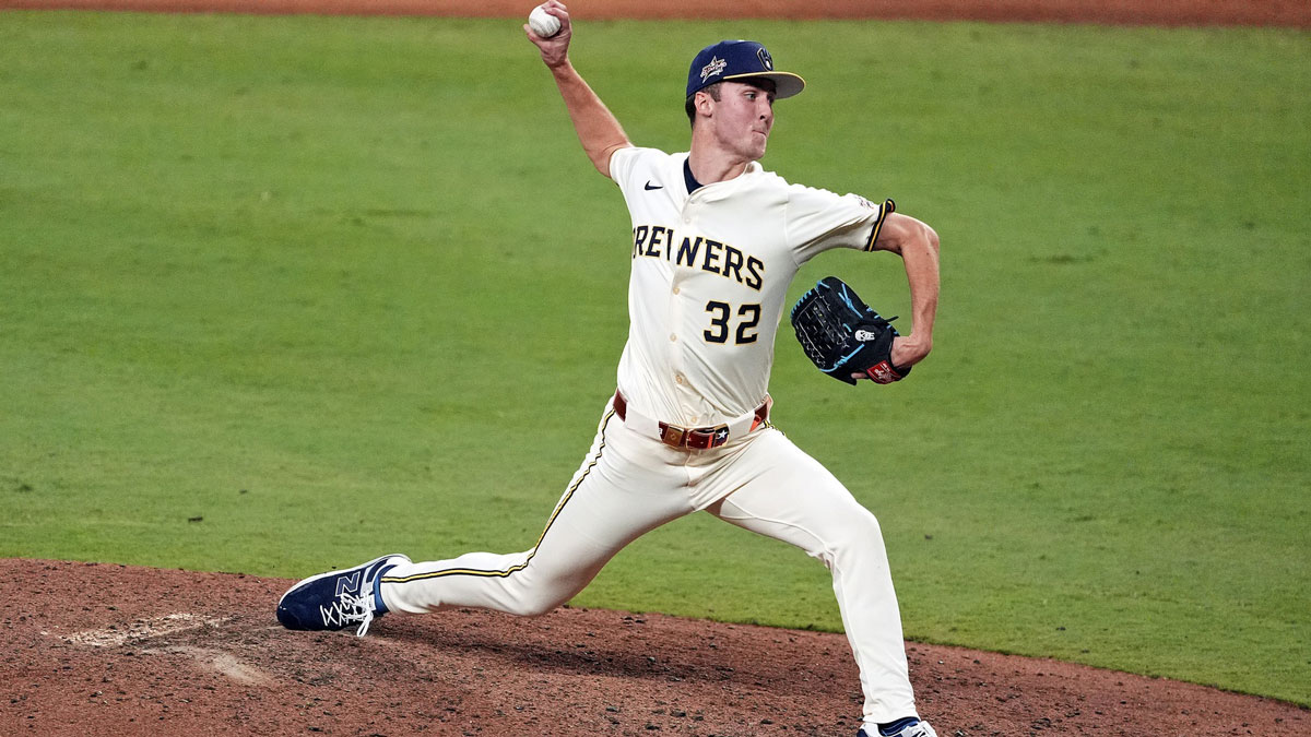 National League pitcher Jacob Misiorowski of the Milwaukee Brewers pitches during the eighth inning during the 2025 MLB All Star Game at Truist Park.