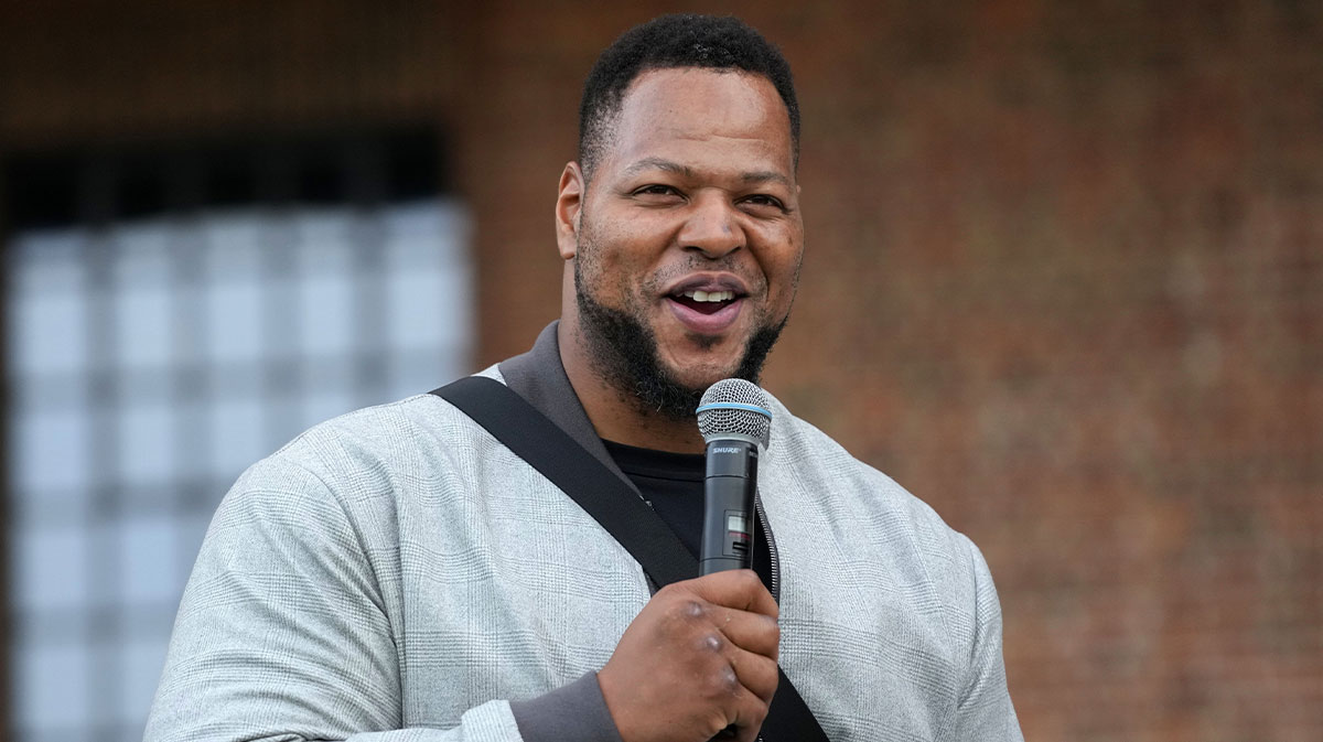 Ndamukong Suh at the NFL Experience London at the Battersea Power Station.