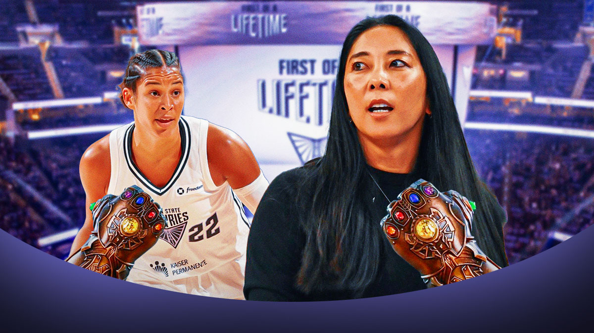 Valkyries Natalie Nakase and Veronica Burton with the Thanos Infinity Gauntlet in their hands.