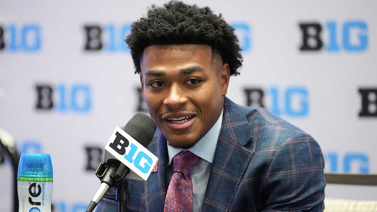 Nebraska defensive back DeShon Singleton speaks to the media during the Big Ten NCAA college football media days at Mandalay Bay Resort.