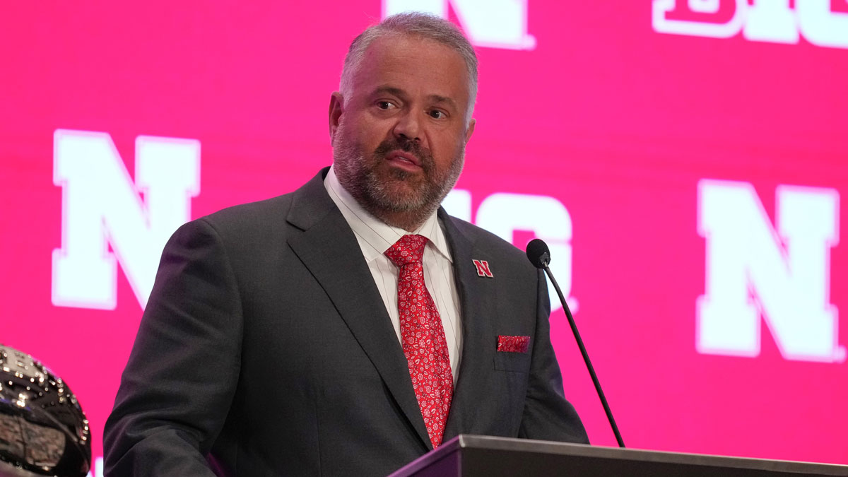 Nebraska head coach Matt Rhule speaks to the media during the Big Ten NCAA college football media days at Mandalay Bay Resort.