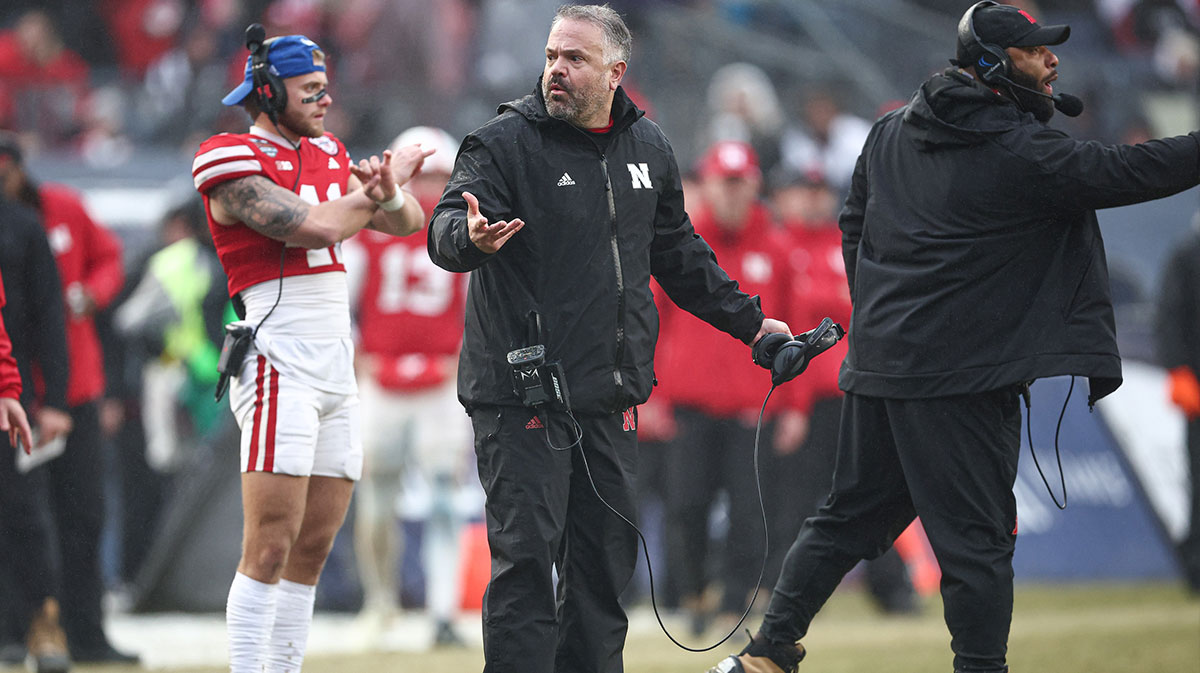 Nebraska Cornhuskers head coach Matt Rhule reacts during the second half against the Boston College Eagles at Yankee Stadium.