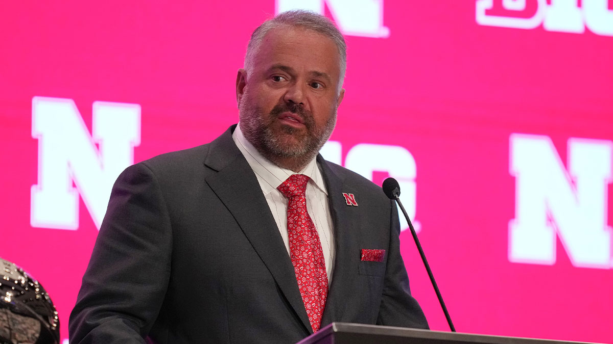 Nebraska head coach Matt Rhule speaks to the media during the Big Ten NCAA college football media days at Mandalay Bay Resort.