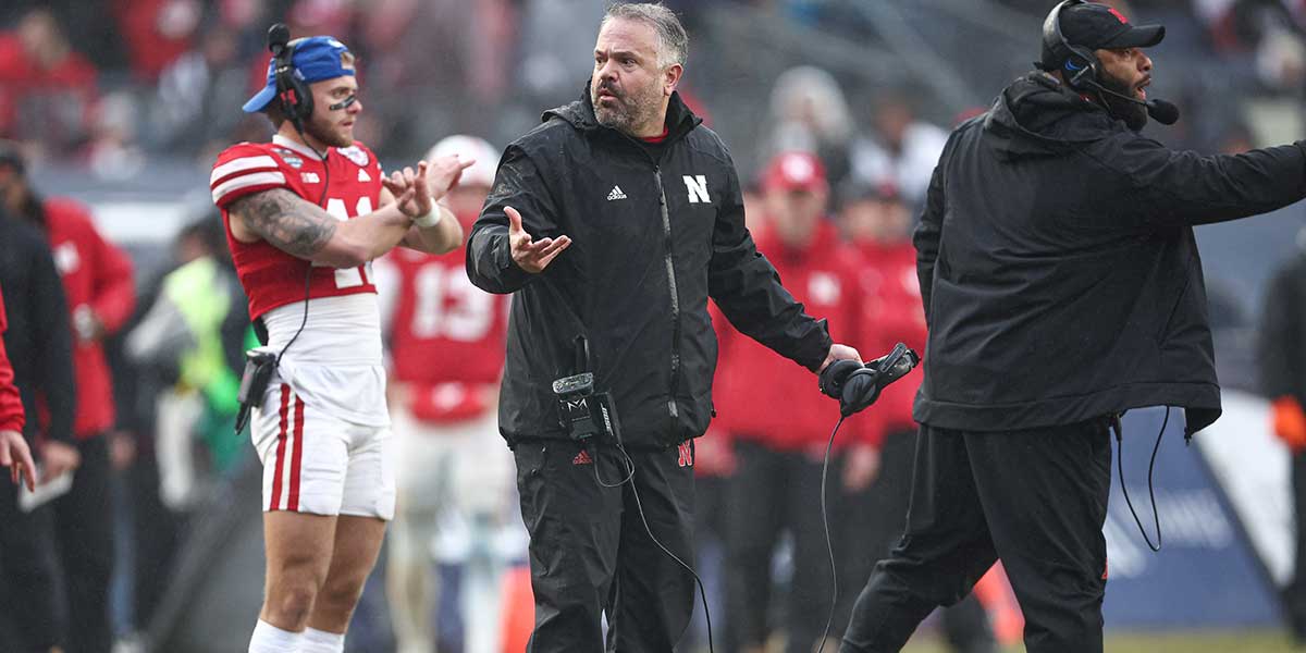 Nebraska Cornhuskers head coach Matt Rhule reacts during the second half against the Boston College Eagles at Yankee Stadium.