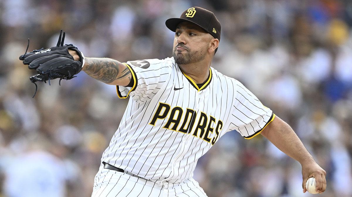 San Diego Padres starting pitcher Nestor Cortes (65) delivers during the first inning against the Los Angeles Dodgers at Petco Park.