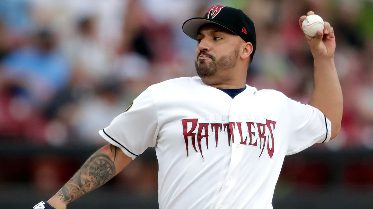 Milwaukee Brewers pitcher Nestor Cortes (20) starts for the Wisconsin Timber Rattlers against the South Bend Cubs during their baseball game on Thursday, July 10, 2025, at Neuroscience Group Field at Fox Cities Stadium in Grand Chute, Wisconsin. South Bend defeated Wisconsin 12-3. Wm.
