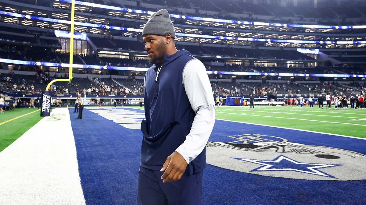 Dallas Cowboys defensive end Micah Parsons walks off the field after the game against the Atlanta Falcons at AT&T Stadium.