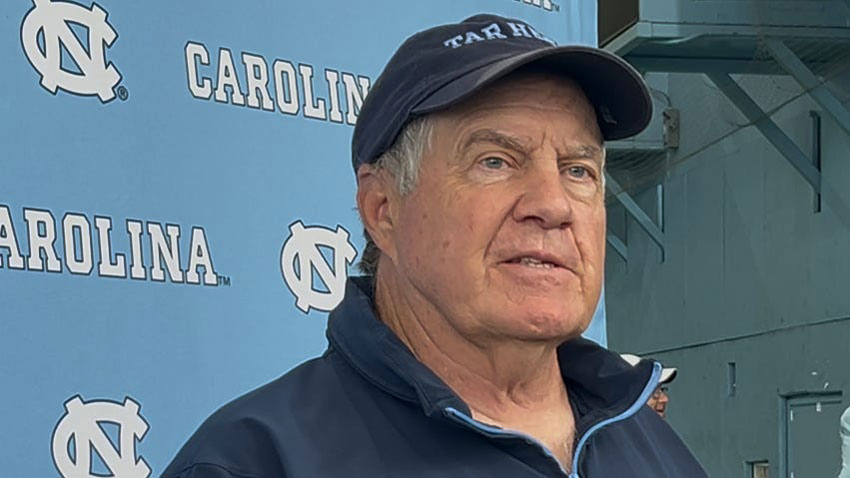 UNC football coach Bill Belichick during a press conference inside the Bill Koman Practice Complex