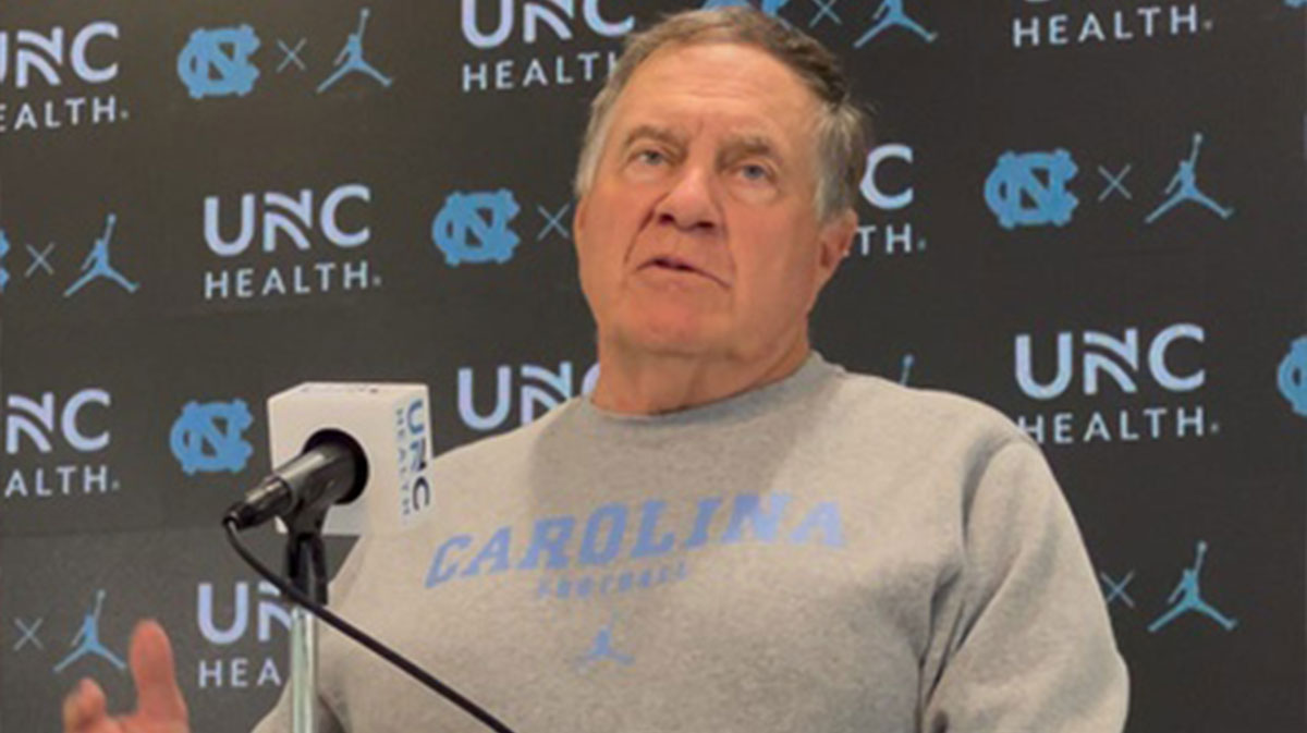 UNC football coach Bill Belichick during a press conference.