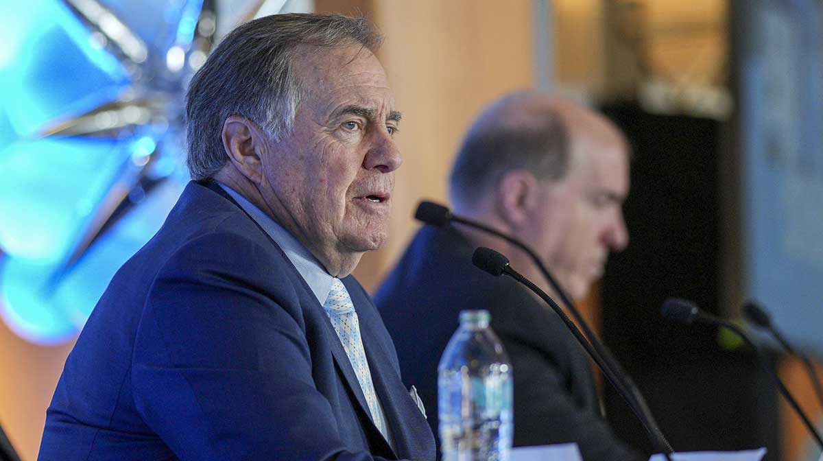 North Carolina Tar Heels new head coach Bill Belichick speaks to the media at Loudermilk Center for Excellence.