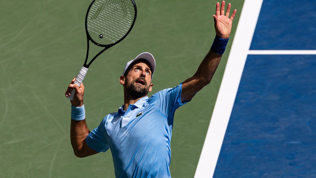 Novak Djokovic of Serbia in action against Zachary Svajda of the United States in the second round of the menís singles at the US Open at Billie Jean King National Tennis Center.