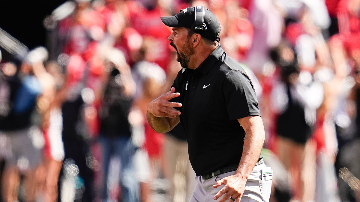 Ohio State Buckeyes head coach Ryan Day yells during the second half of the NCAA football game against the Texas Longhorns.