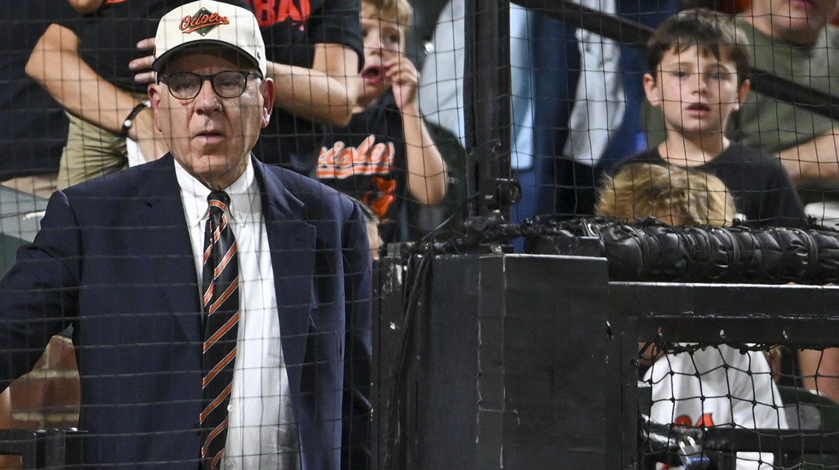 Baltimore Orioles majority owner David Rubenstein behind home plate during the game against the Toronto Blue Jays at Oriole Park at Camden Yards.