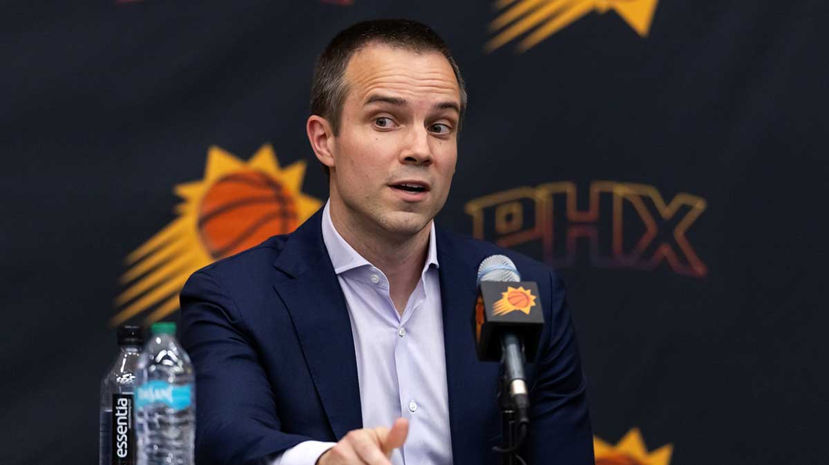 Phoenix Suns head coach Jordan Ott during an introductory press conference at the Verizon 5g Performance Center.