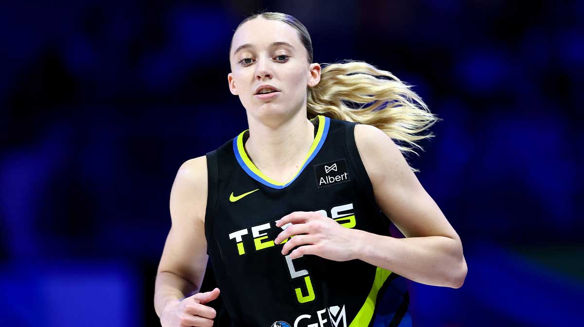 Dallas Wings guard Paige Bueckers (5) in action against the Golden State Valkyries during the second half at College Park Center.