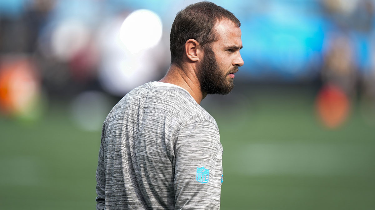 Carolina Panthers wide receiver Hunter Renfrow (13) during pregame warmups against the Pittsburgh Steelers at Bank of America Stadium.