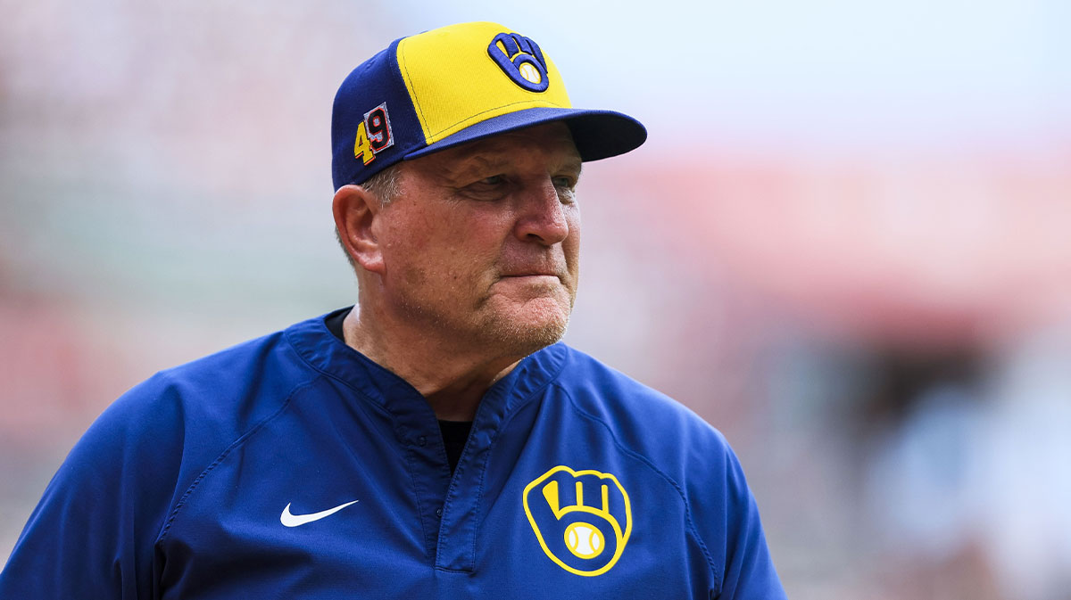 Milwaukee Brewers manager Pat Murphy (49) during the tenth inning in the game against the Cincinnati Reds at Great American Ball Park.