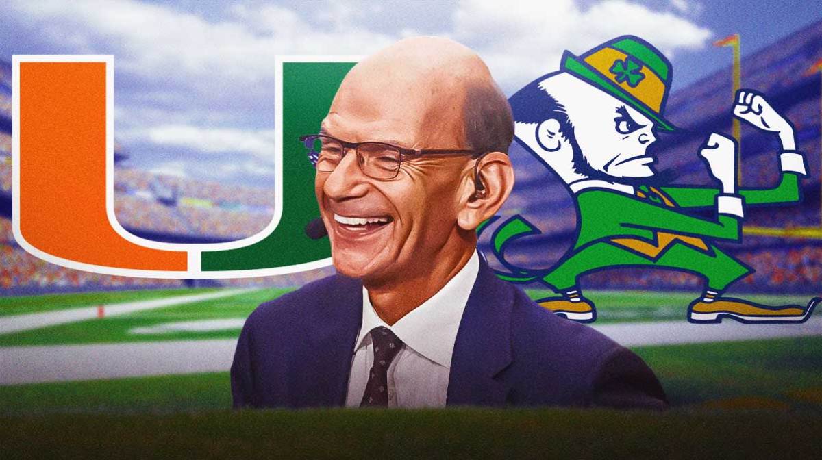 Paul Finebaum, Notre Dame Fighting Irish and Miami Hurricanes logos