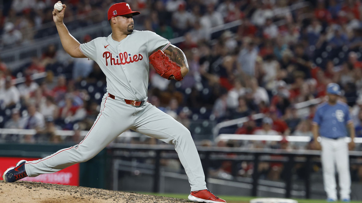 Philadelphia Phillies pitcher Jhoan Duran (59) pitches against the Washington Nationals during the ninth inning at Nationals Park.