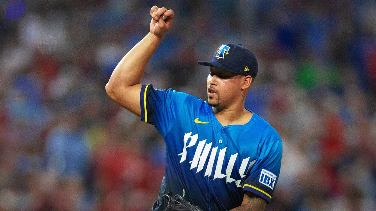 Philadelphia Phillies pitcher Jhoan Duran (59) throws a pitch during the ninth inning against the Detroit Tigers at Citizens Bank Park.