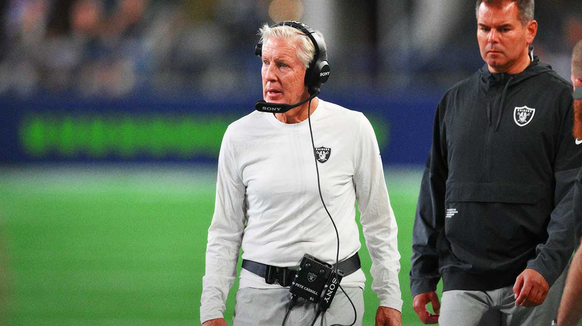 Las Vegas Raiders head coach Pete Carroll during the second half against the Seattle Seahawks at Lumen Field.
