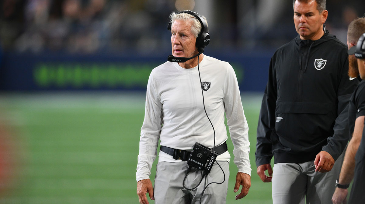 Las Vegas Raiders head coach Pete Carroll during the second half against the Seattle Seahawks at Lumen Field.