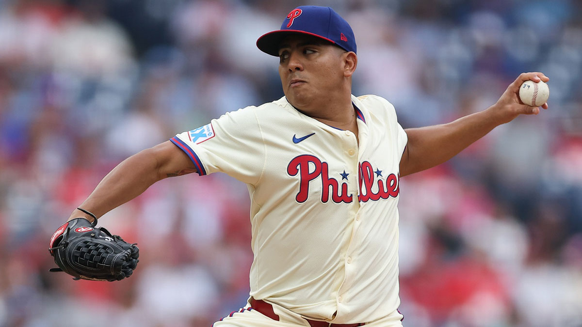 Philadelphia Phillies pitcher Ranger Suarez (55) throws a pitch during the first inning against the Baltimore Orioles at Citizens Bank Park.