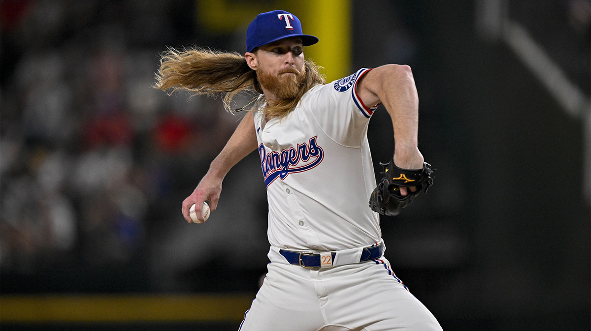 Texas Rangers relief pitcher Jon Gray (22) in action during the game between the Texas Rangers and the New York Yankees at Globe Life Field.