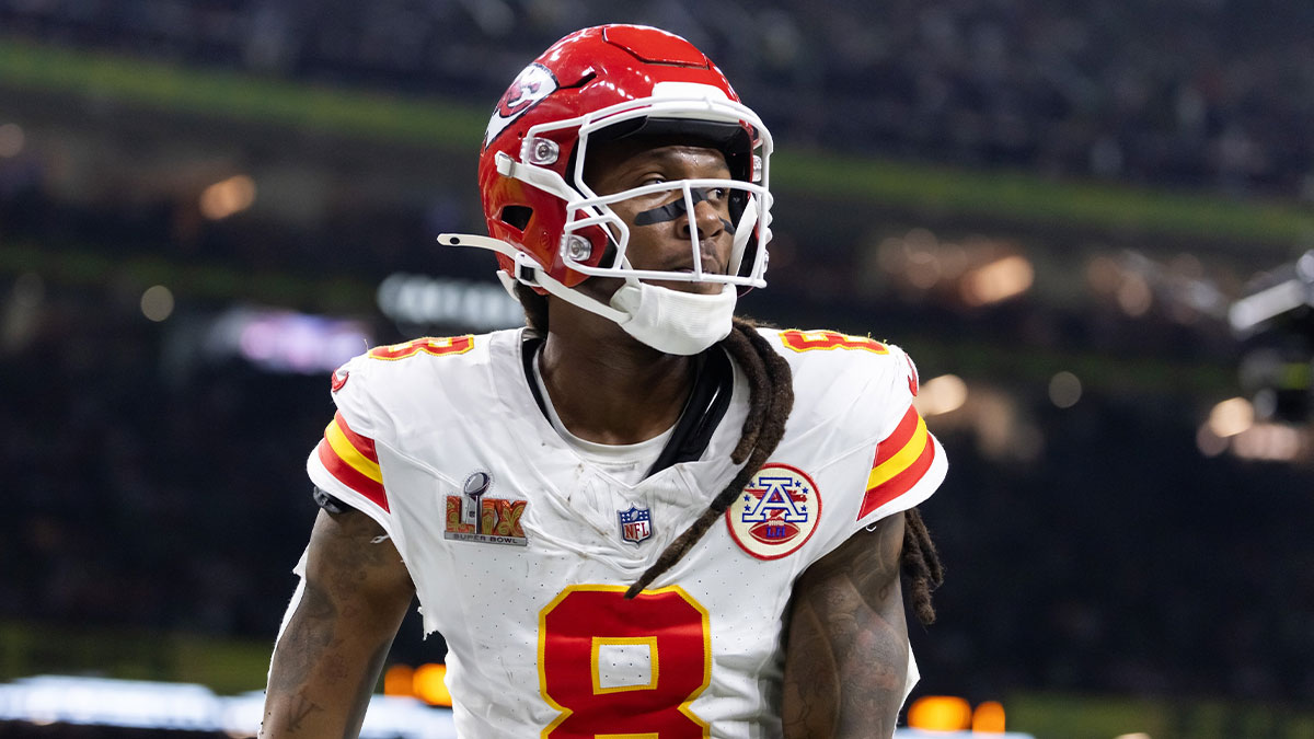 Kansas City Chiefs wide receiver DeAndre Hopkins (8) against the Philadelphia Eagles in Super Bowl LIX at Ceasars Superdome.