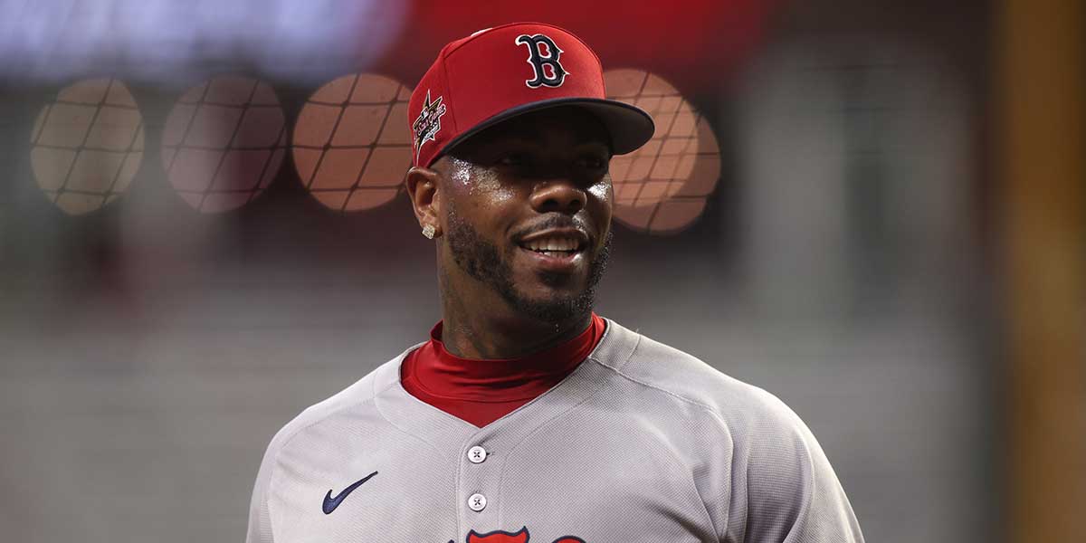 American League pitcher Aroldis Chapman (44) of the Boston Red Sox looks on in the ninth inning during the 2025 MLB All Star Game at Truist Park.