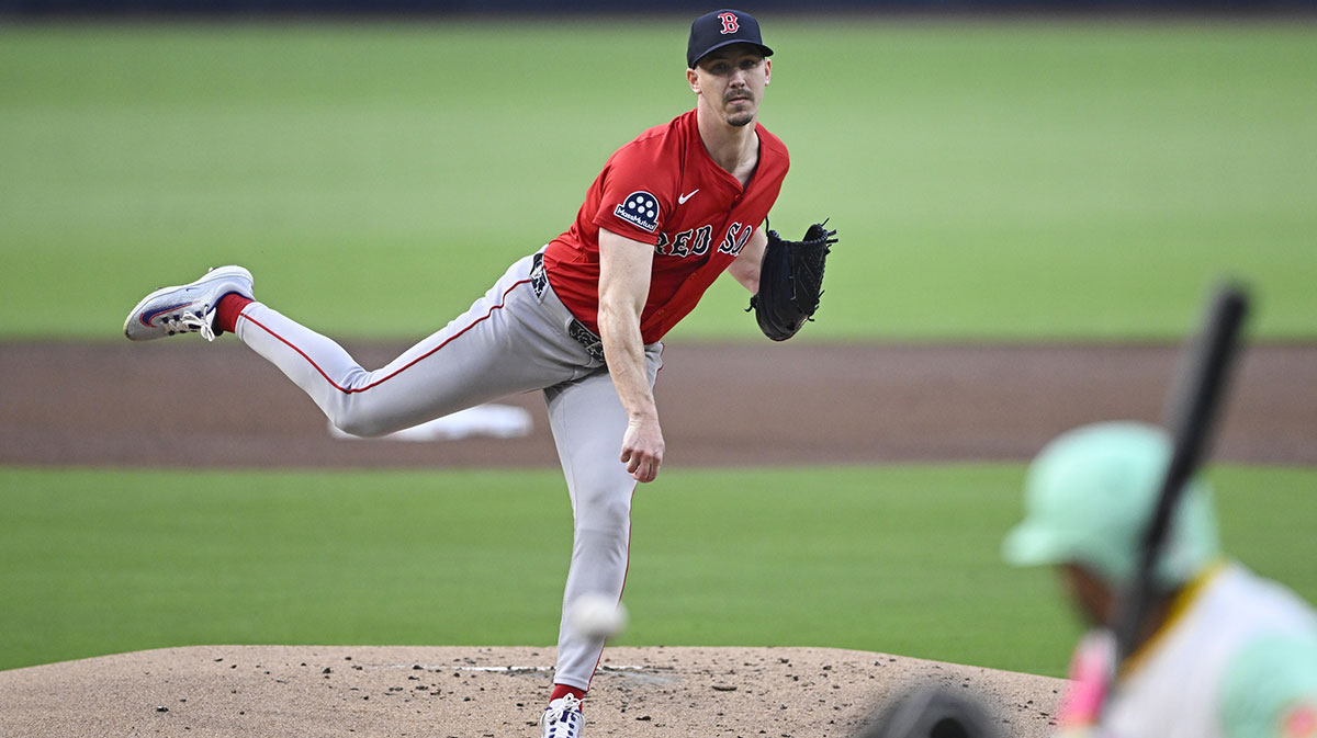 Boston Red Sox starting pitcher Walker Buehler (0) delivers during the first inning against the San Diego Padres at Petco Park.