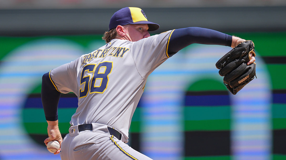 Milwaukee Brewers pitcher Rob Zastryzny (58) pitches against the Minnesota Twins in the fourth inning at Target Field.
